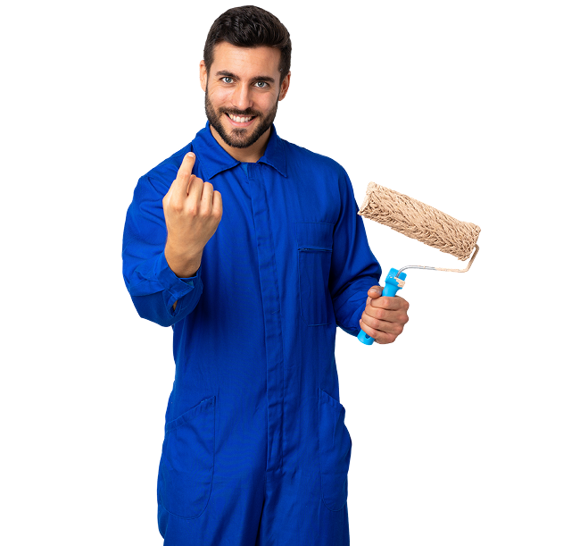 Homem segurando pincel